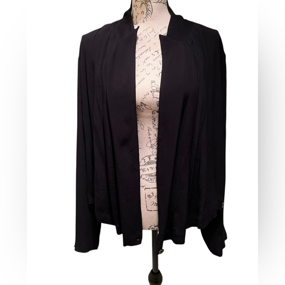 Anthropologie Ett Twa Black Summer Wrap Blazer sz 14 - Picture 5 of 8